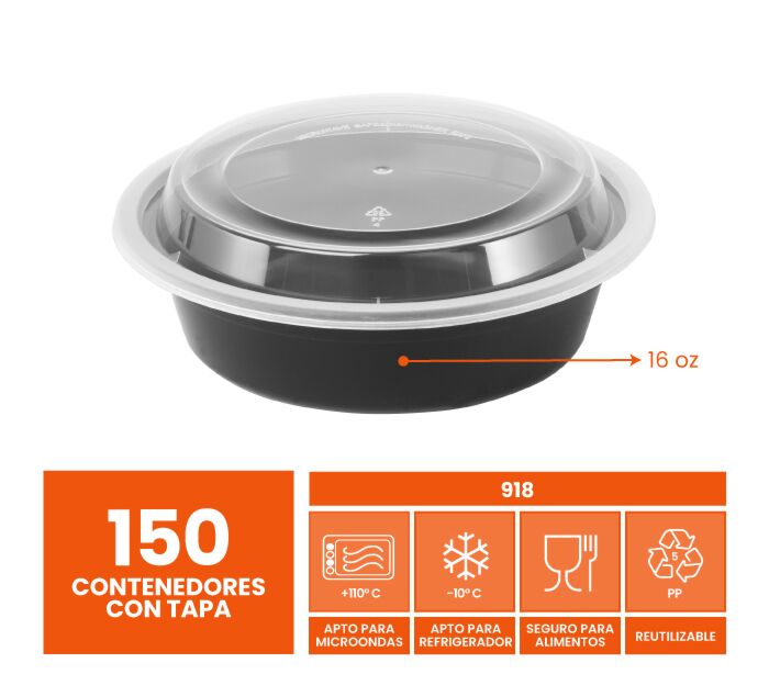 CONTENEDOR REDONDO CON TAPA ROJA 6 QT